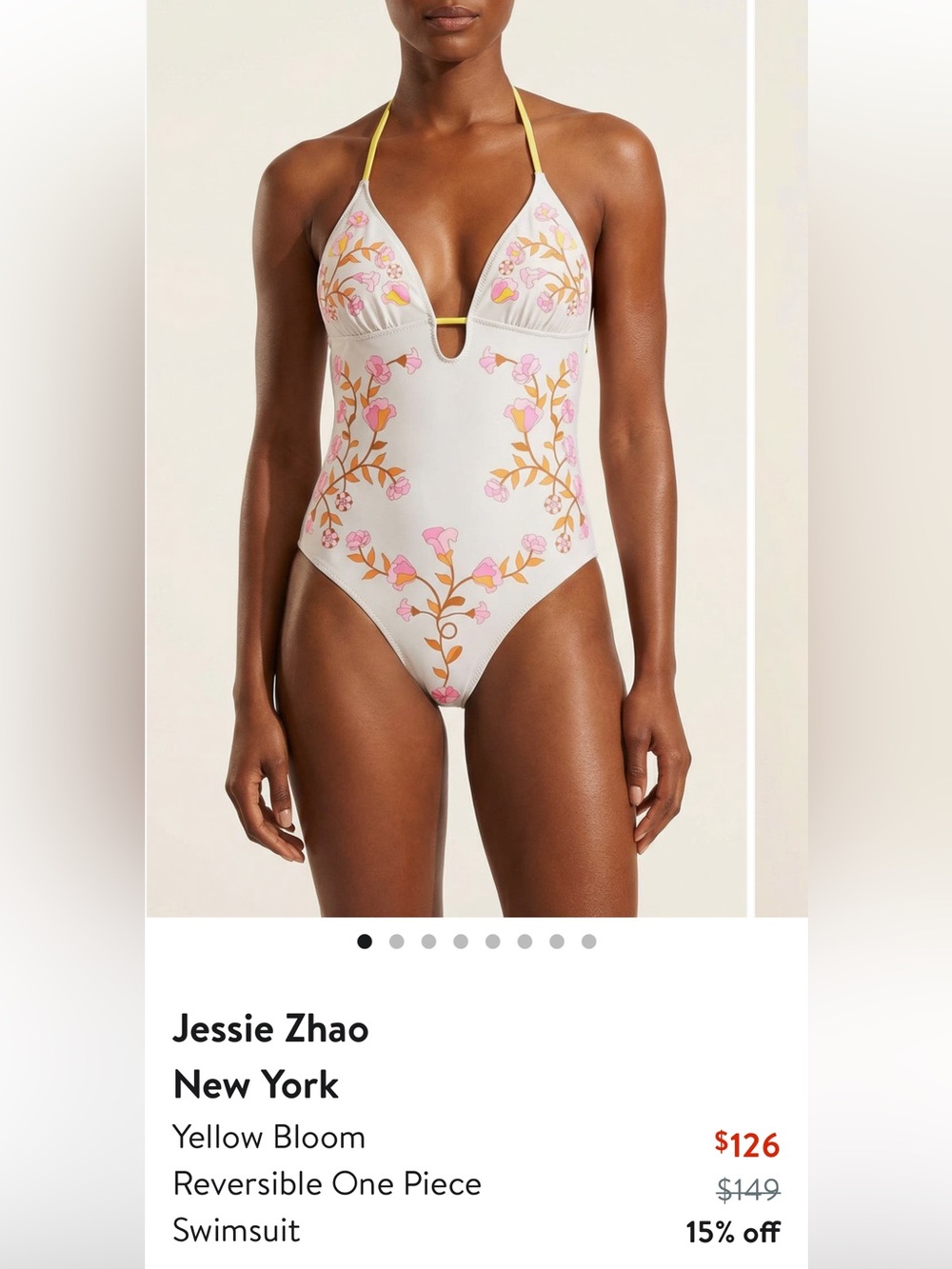 Jessie Zhao New York Yellow Bloom Reversible One-Piece Swimsuit. Size Small